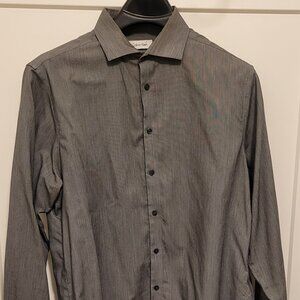 Calvin Klein Large Gray Long-Sleeve Button up